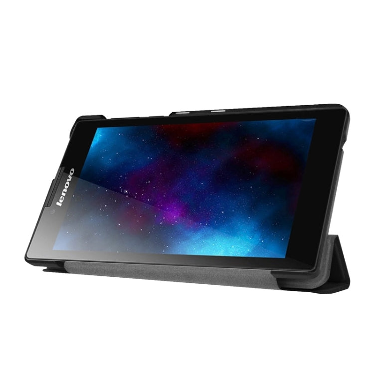 Karst Texture Horizontal Flip Solid Color Leather Case with Three-Folding Holder for Lenovo Tab 2 A7-20F