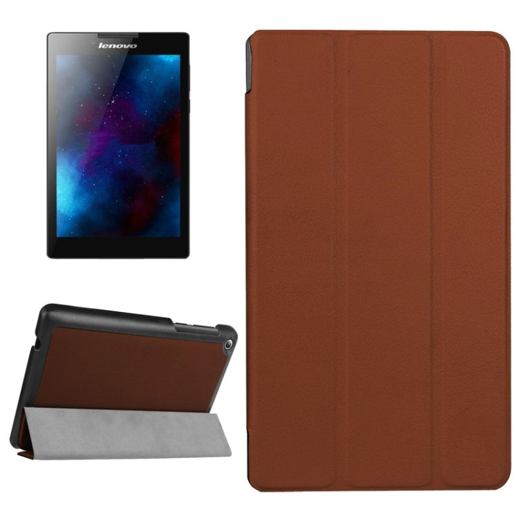Karst Texture Horizontal Flip Solid Color Leather Case with Three-Folding Holder for Lenovo Tab 2 A7-20F
