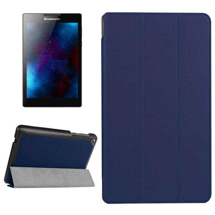 Karst Texture Horizontal Flip Solid Color Leather Case with Three-Folding Holder for Lenovo Tab 2 A7-20F