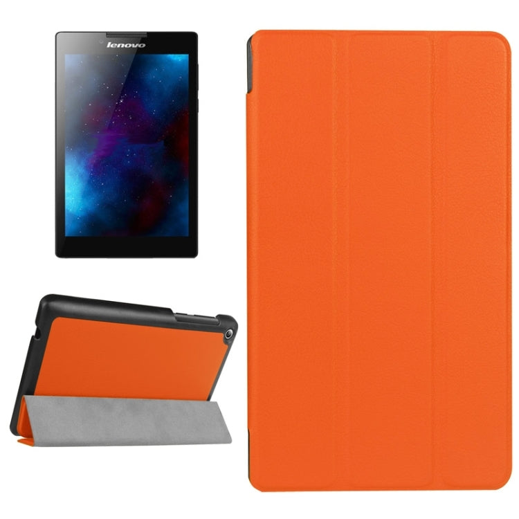 Karst Texture Horizontal Flip Solid Color Leather Case with Three-Folding Holder for Lenovo Tab 2 A7-20F