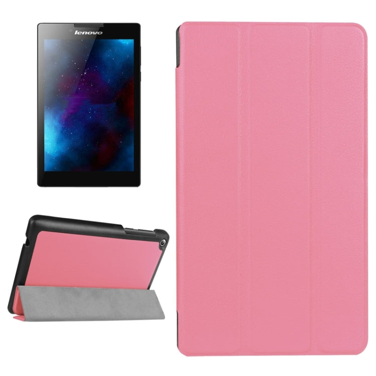 Karst Texture Horizontal Flip Solid Color Leather Case with Three-Folding Holder for Lenovo Tab 2 A7-20F