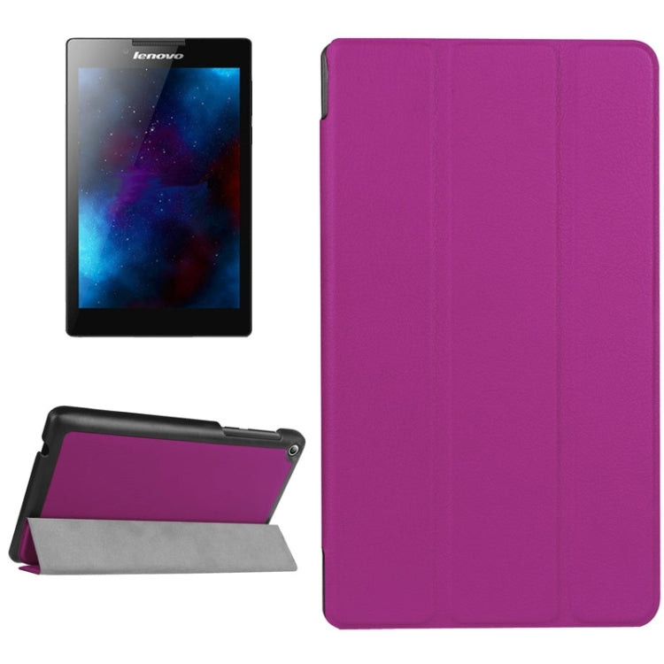 Karst Texture Horizontal Flip Solid Color Leather Case with Three-Folding Holder for Lenovo Tab 2 A7-20F