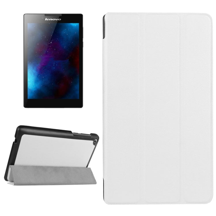 Karst Texture Horizontal Flip Solid Color Leather Case with Three-Folding Holder for Lenovo Tab 2 A7-20F