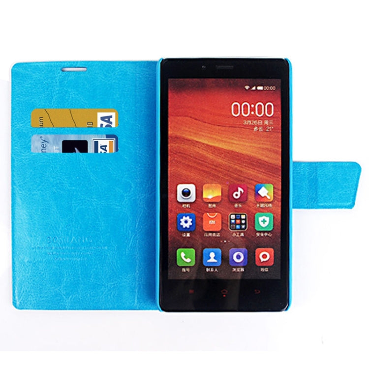 Crazy Horse Texture Magnetic Button Horizontal Flip Leather Case with Card Slots & Holder for Xiaomi Redmi Note