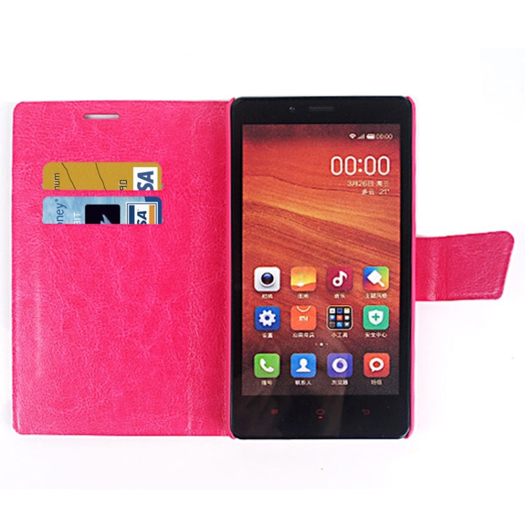 Crazy Horse Texture Magnetic Button Horizontal Flip Leather Case with Card Slots & Holder for Xiaomi Redmi Note