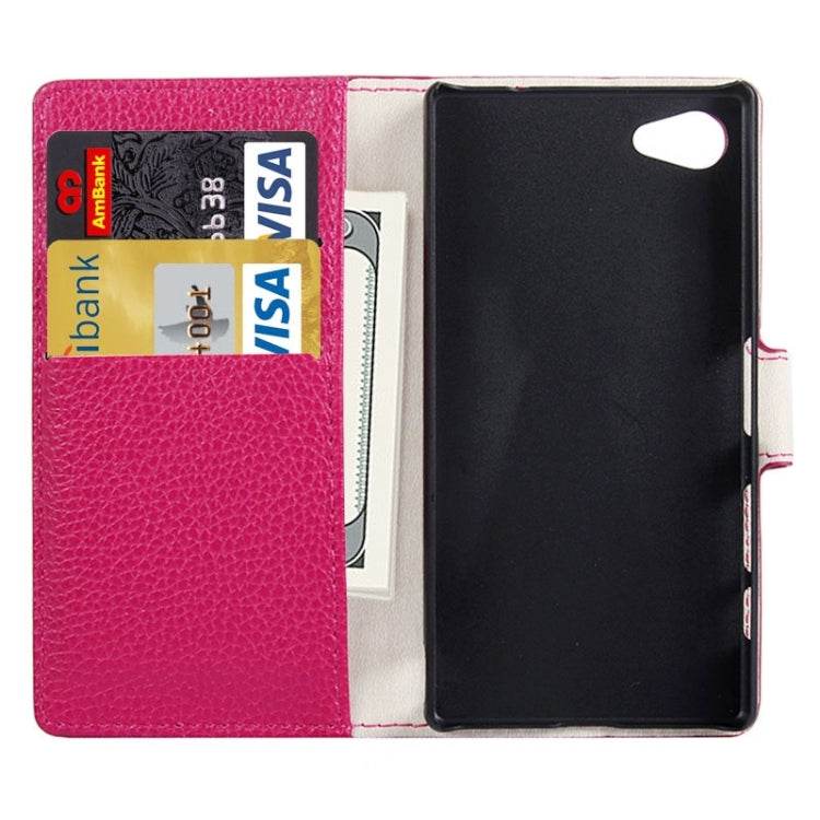 Litchi Texture Horizontal Flip Leather Case with Holder & Card Slots & Wallet for Sony Xperia Z5 Compact