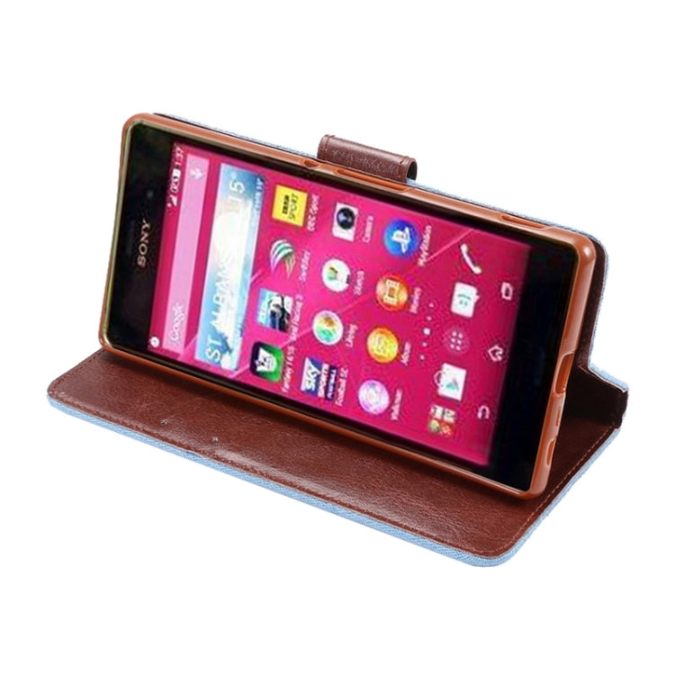 Denim Texture Horizontal Flip Magnetic Buckle Leather Case with Card Slots & Holder for Sony Xperia Z3+