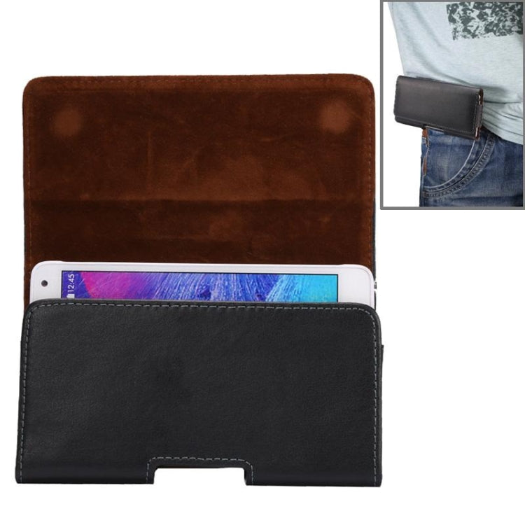 5.5 inch Horizontal Style Genuine Leather Waist Bag with Back Splint for Huawei Honor 7i / Honor 6 Plus / P8 / N3 / N2 / N1 & Sony Xperia Z5 / Z4 / Z2 / Z1(Black)