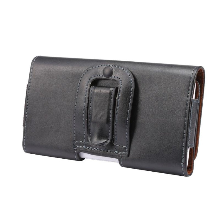 5.5 inch Horizontal Style Genuine Leather Waist Bag with Back Splint for Huawei Honor 7i / Honor 6 Plus / P8 / N3 / N2 / N1 & Sony Xperia Z5 / Z4 / Z2 / Z1(Black)
