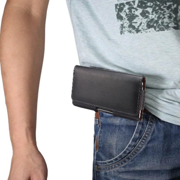 5.5 inch Horizontal Style Genuine Leather Waist Bag with Back Splint for Huawei Honor 7i / Honor 6 Plus / P8 / N3 / N2 / N1 & Sony Xperia Z5 / Z4 / Z2 / Z1(Black)