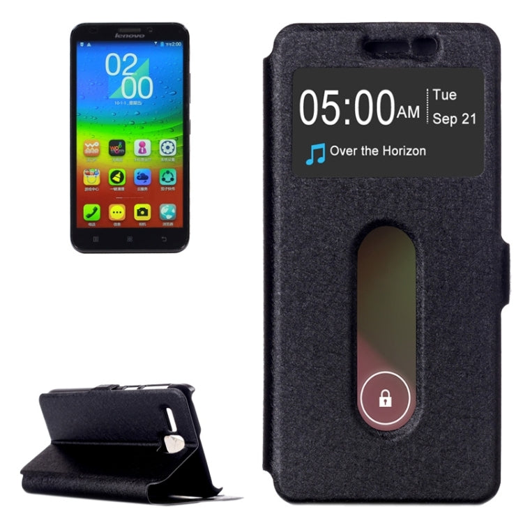 Silk Texture Horizontal Flip Leather Case with Caller ID Display & Holder for Lenovo Golden Warrior A8 / A806