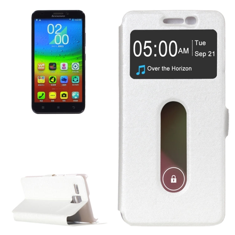 Silk Texture Horizontal Flip Leather Case with Caller ID Display & Holder for Lenovo Golden Warrior A8 / A806