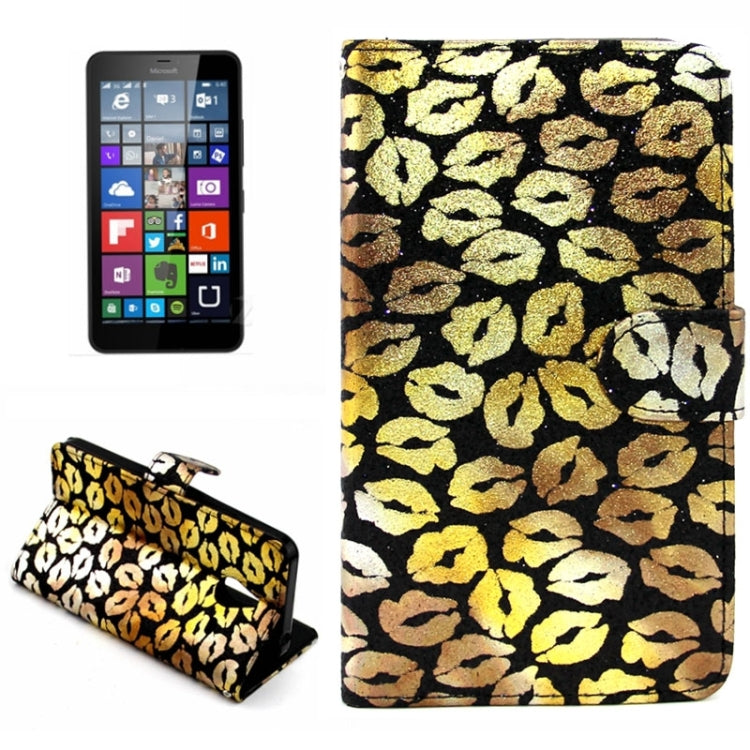 Goden Lips Pattern Leather Case with Holder & Card Slots & Wallet for Microsoft Lumia 640 XL