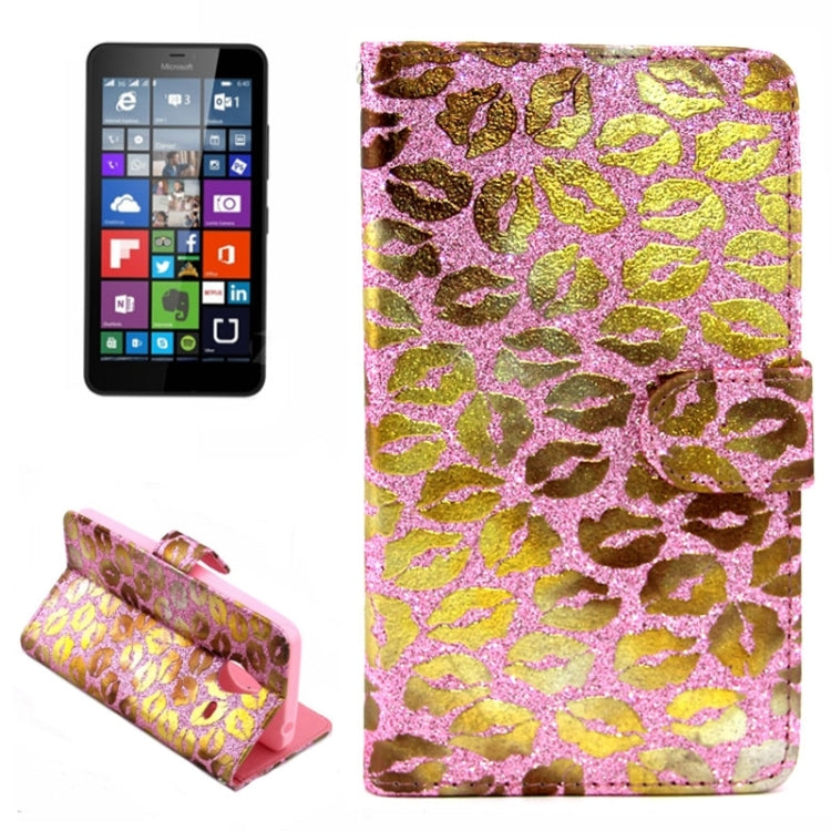 Goden Lips Pattern Leather Case with Holder & Card Slots & Wallet for Microsoft Lumia 640 XL