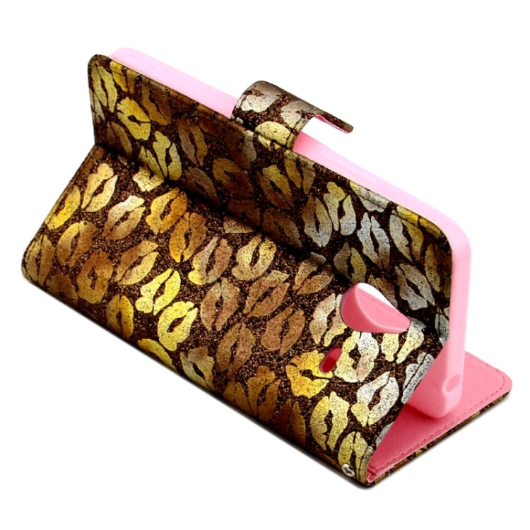 Goden Lips Pattern Leather Case with Holder & Card Slots & Wallet for Microsoft Lumia 640 XL