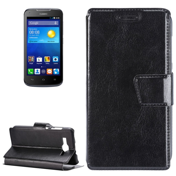For Huawei Ascend Y520 Crazy Horse Texture Horizontal Flip Leather Case with Holder & Card Slots(Black)