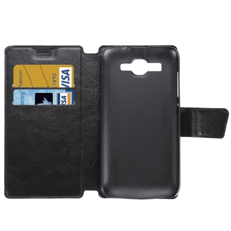For Huawei Ascend Y520 Crazy Horse Texture Horizontal Flip Leather Case with Holder & Card Slots(Black)