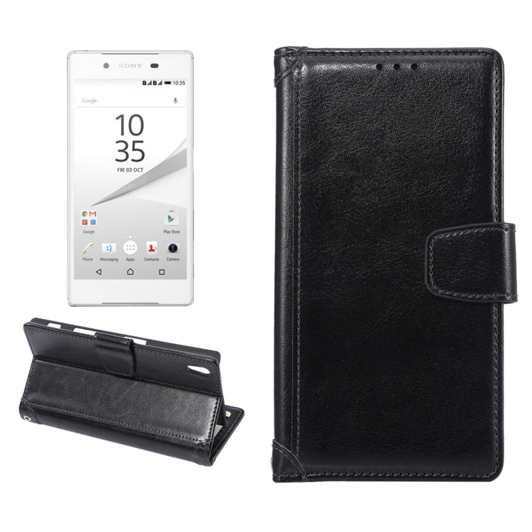 Crazy Horse Texture Horizontal Flip Leather Case with Holder & Card Slots & Wallet & Photo Frame for Sony Xperia Z5