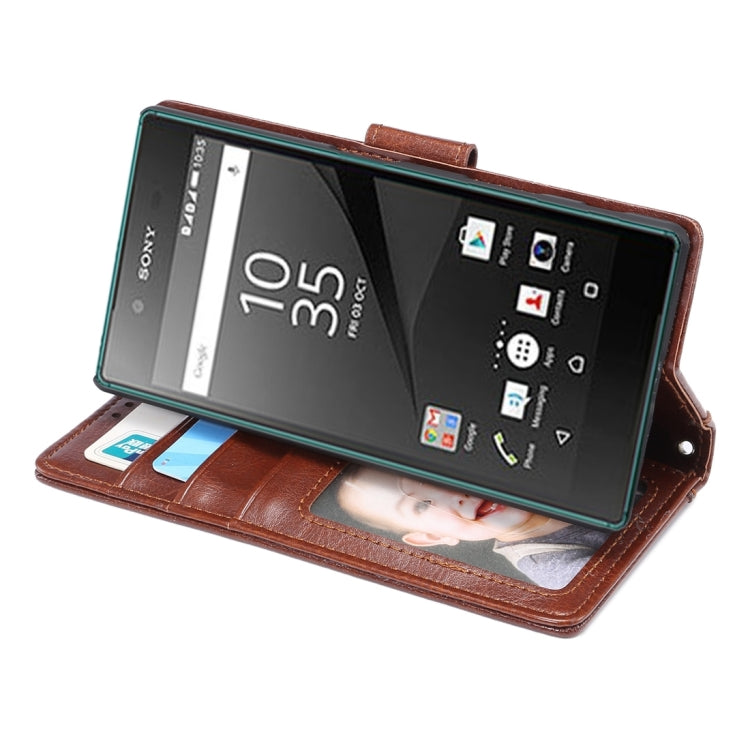 Crazy Horse Texture Horizontal Flip Leather Case with Holder & Card Slots & Wallet & Photo Frame for Sony Xperia Z5