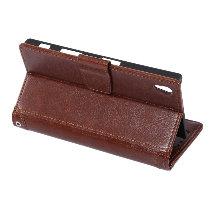 Crazy Horse Texture Horizontal Flip Leather Case with Holder & Card Slots & Wallet & Photo Frame for Sony Xperia Z5