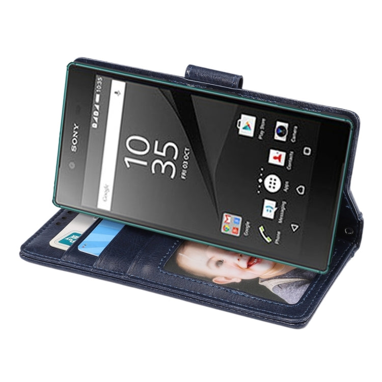 Crazy Horse Texture Horizontal Flip Leather Case with Holder & Card Slots & Wallet & Photo Frame for Sony Xperia Z5