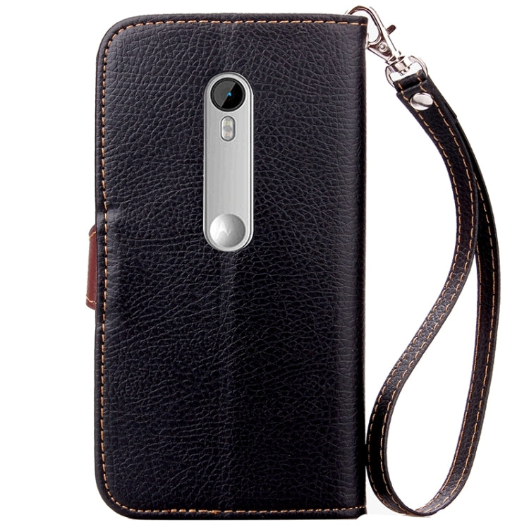 Litchi Texture Leaf Buckle Horizontal Flip Leather Case with Card Slots & Holder & Wallet & Lanyard for Motorola Moto G(3rd Gen.)