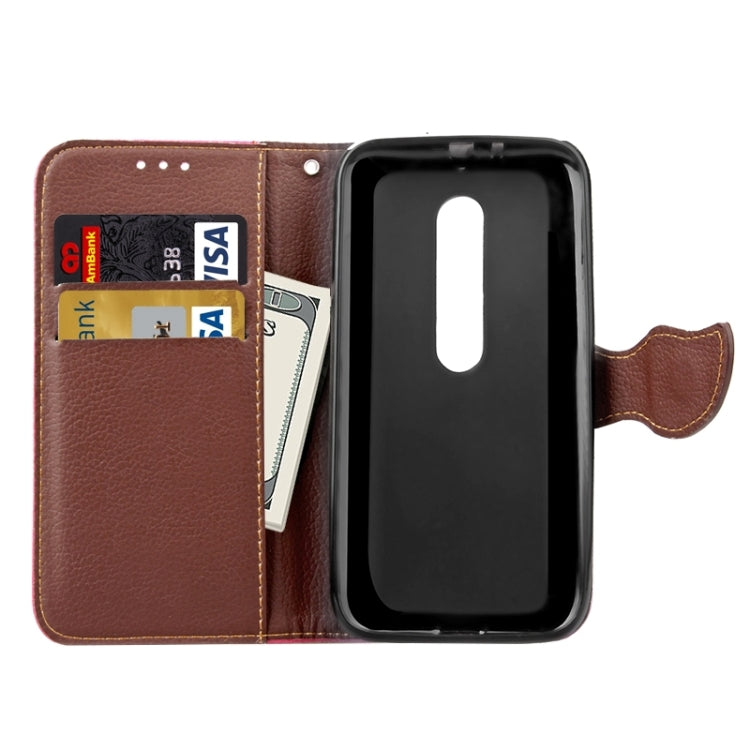 Litchi Texture Leaf Buckle Horizontal Flip Leather Case with Card Slots & Holder & Wallet & Lanyard for Motorola Moto G(3rd Gen.)