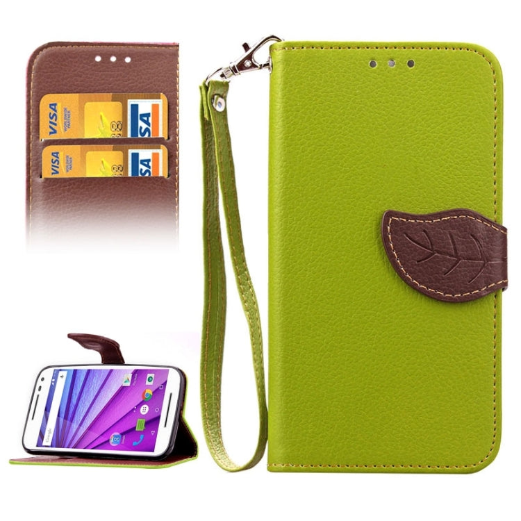Litchi Texture Leaf Buckle Horizontal Flip Leather Case with Card Slots & Holder & Wallet & Lanyard for Motorola Moto G(3rd Gen.)