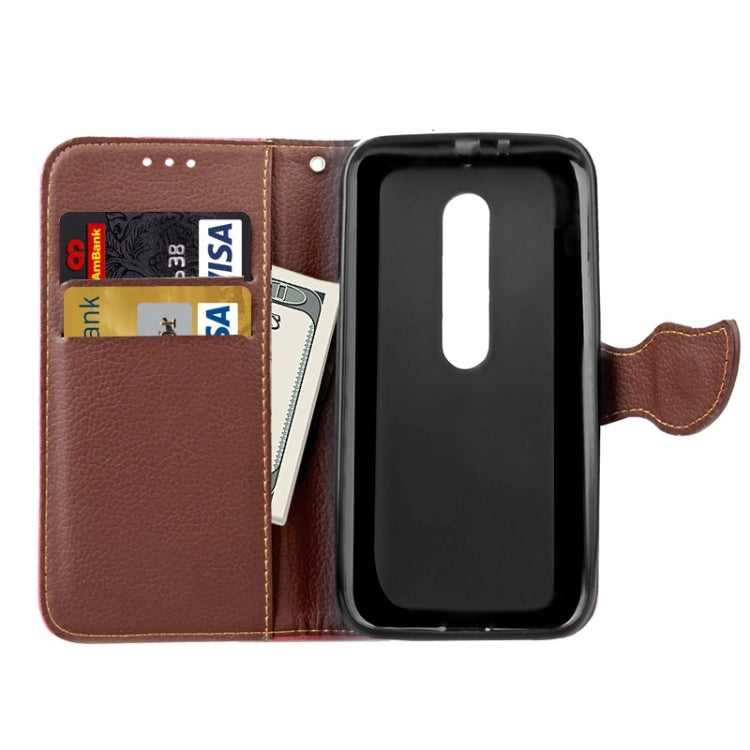 Litchi Texture Leaf Buckle Horizontal Flip Leather Case with Card Slots & Holder & Wallet & Lanyard for Motorola Moto G(3rd Gen.)