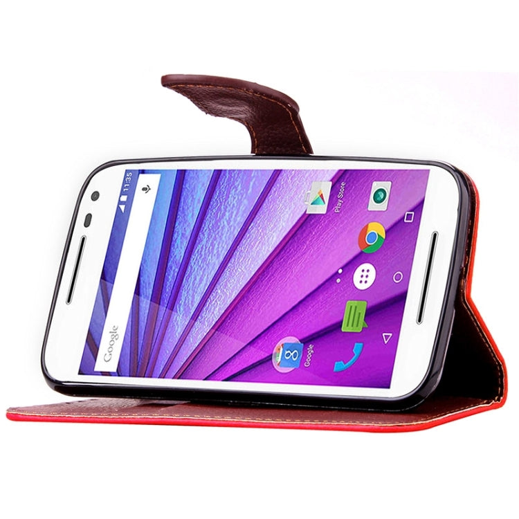 Litchi Texture Leaf Buckle Horizontal Flip Leather Case with Card Slots & Holder & Wallet & Lanyard for Motorola Moto G(3rd Gen.)