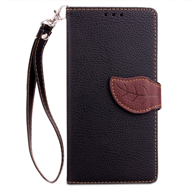 Leaf Magnetic Snap Litchi Texture Horizontal Flip Leather Case with Card Slots & Holder & Wallet & Lanyard for Huawei P8 Lite