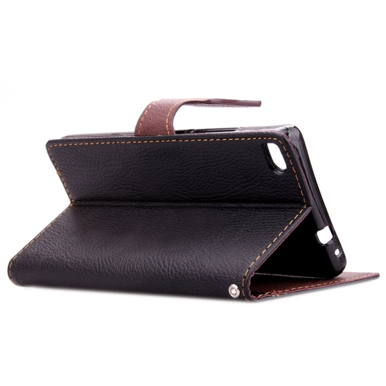 Leaf Magnetic Snap Litchi Texture Horizontal Flip Leather Case with Card Slots & Holder & Wallet & Lanyard for Huawei P8 Lite