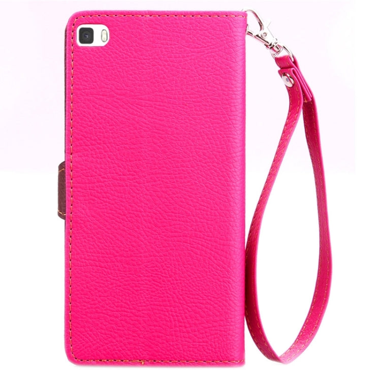 Leaf Magnetic Snap Litchi Texture Horizontal Flip Leather Case with Card Slots & Holder & Wallet & Lanyard for Huawei P8 Lite