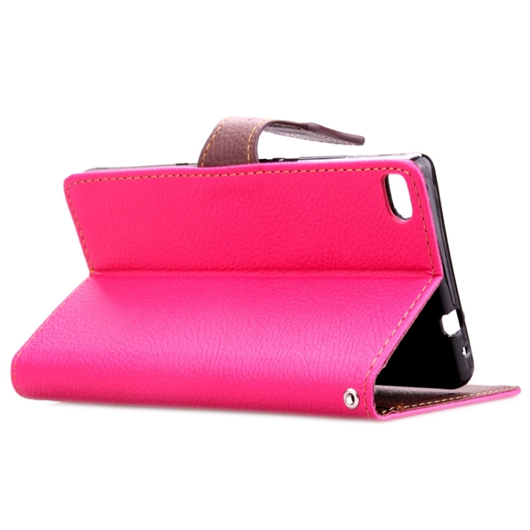 Leaf Magnetic Snap Litchi Texture Horizontal Flip Leather Case with Card Slots & Holder & Wallet & Lanyard for Huawei P8 Lite