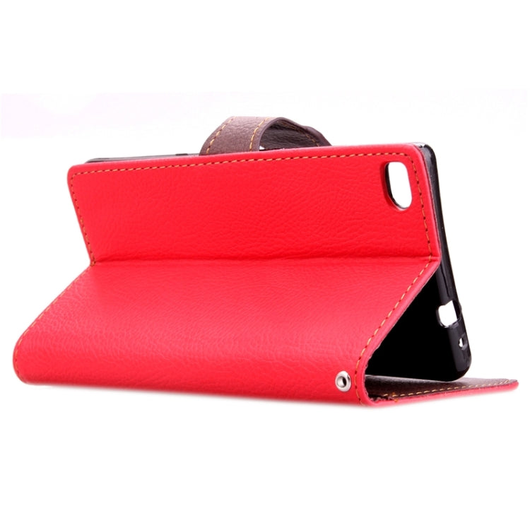 Leaf Magnetic Snap Litchi Texture Horizontal Flip Leather Case with Card Slots & Holder & Wallet & Lanyard for Huawei P8 Lite