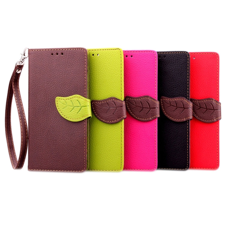 Leaf Magnetic Snap Litchi Texture Horizontal Flip Leather Case with Card Slots & Holder & Wallet & Lanyard for Huawei P8 Lite