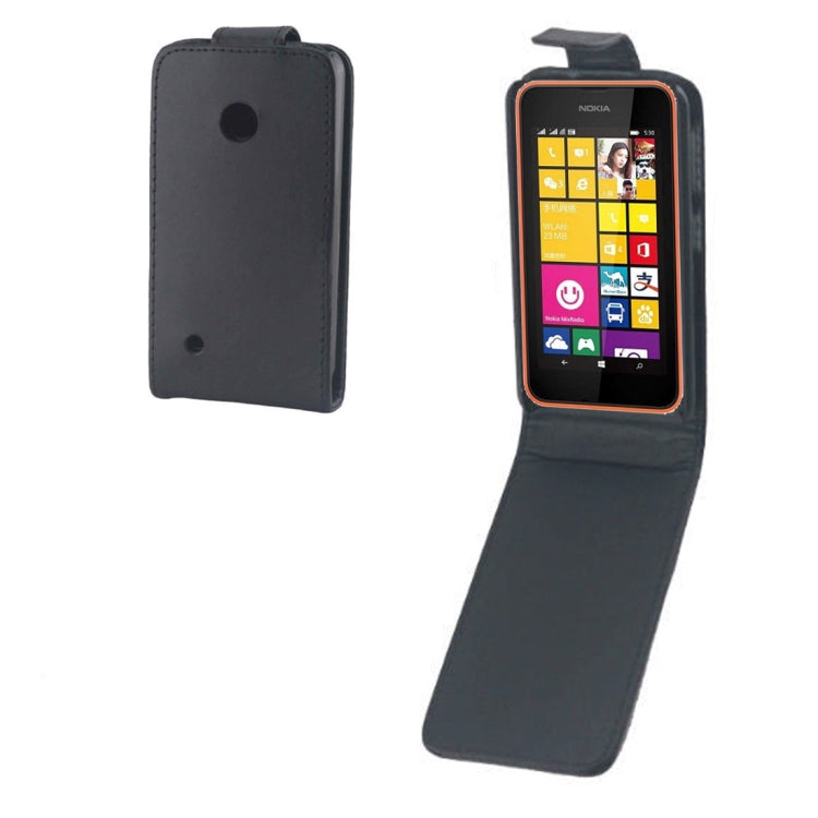 Vertical Flip Leather Case for Nokia Lumia 530(Black)