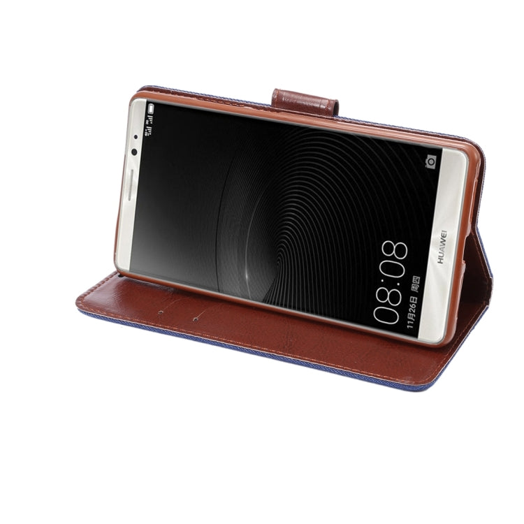 For Huawei Ascend Mate 8 Denim Texture Magnetic Snap Flip Leather Case with Card Slots & Holder