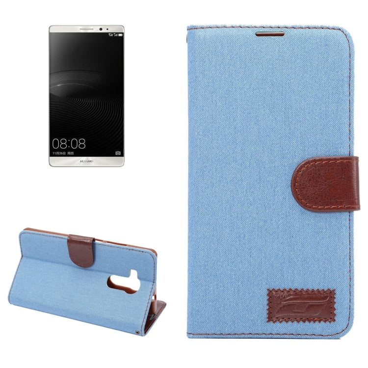 For Huawei Ascend Mate 8 Denim Texture Magnetic Snap Flip Leather Case with Card Slots & Holder