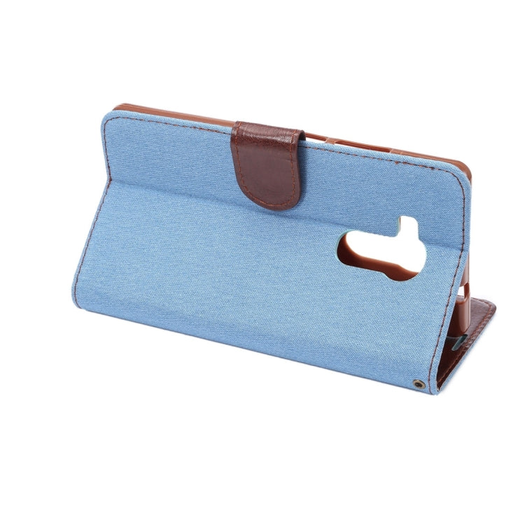 For Huawei Ascend Mate 8 Denim Texture Magnetic Snap Flip Leather Case with Card Slots & Holder