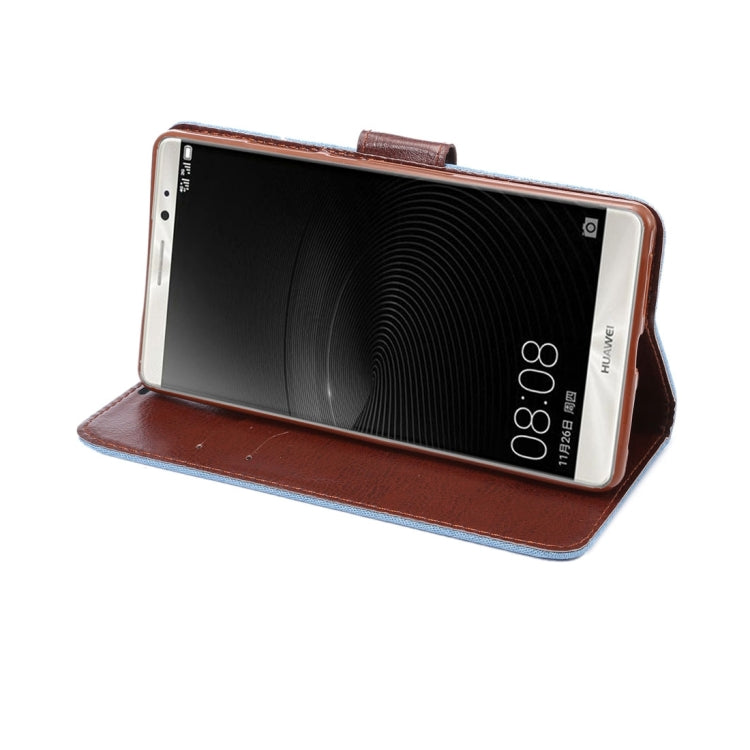 For Huawei Ascend Mate 8 Denim Texture Magnetic Snap Flip Leather Case with Card Slots & Holder