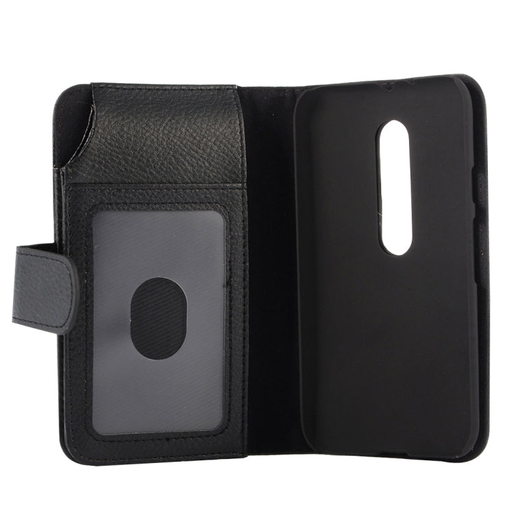 Litch Texture 7 Card Slots Flip Leather Case with Holder for Motorola Moto G(3rd Gen.)(Black)