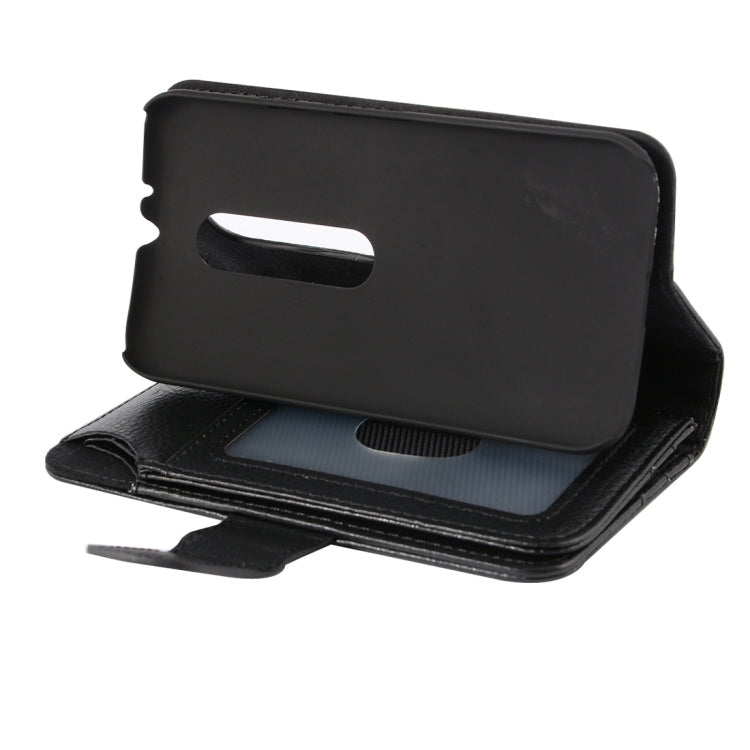 Litch Texture 7 Card Slots Flip Leather Case with Holder for Motorola Moto G(3rd Gen.)(Black)