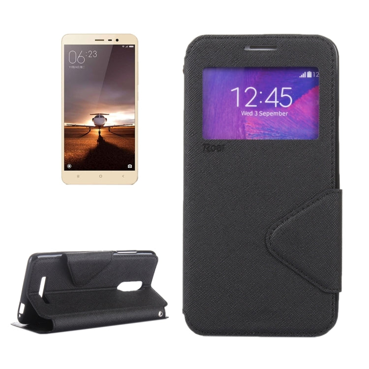 Cross Texture Color Matching Horizontal Flip Leather Case with Call Display ID & Holder & Card Slots for Xiaomi Redmi Note 3