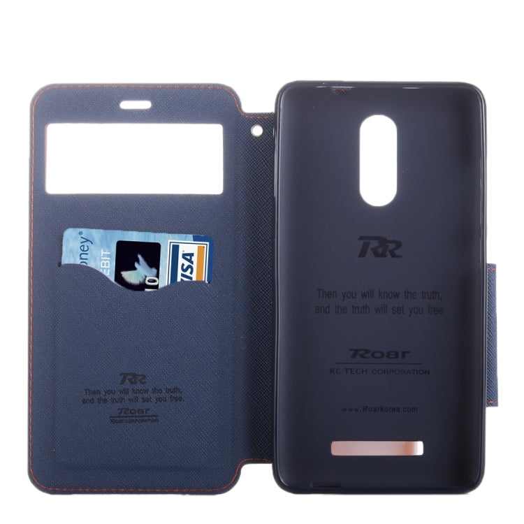 Cross Texture Color Matching Horizontal Flip Leather Case with Call Display ID & Holder & Card Slots for Xiaomi Redmi Note 3