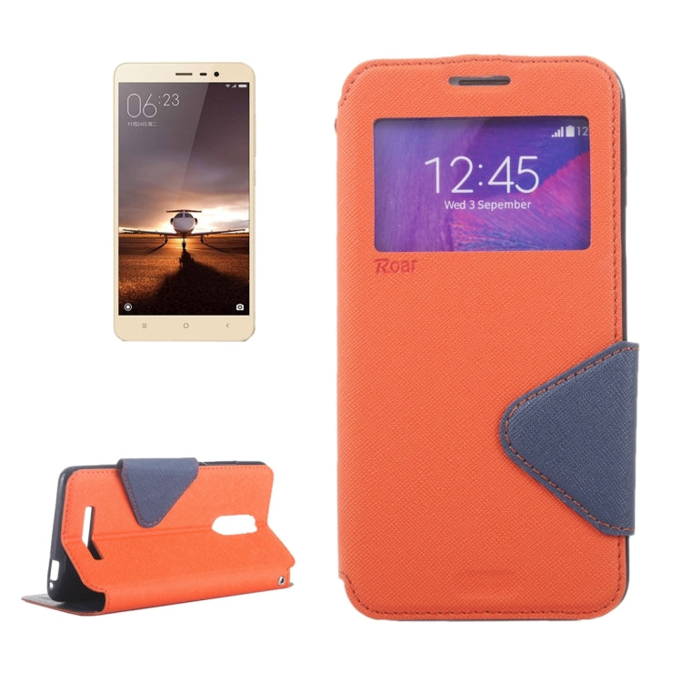 Cross Texture Color Matching Horizontal Flip Leather Case with Call Display ID & Holder & Card Slots for Xiaomi Redmi Note 3