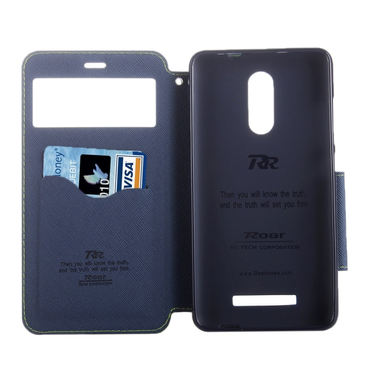 Cross Texture Color Matching Horizontal Flip Leather Case with Call Display ID & Holder & Card Slots for Xiaomi Redmi Note 3