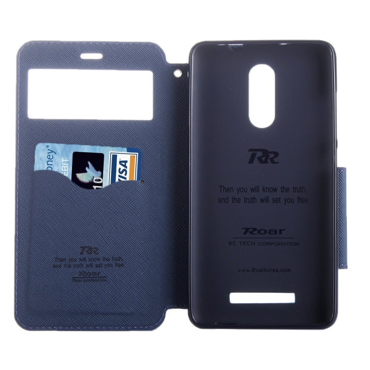 Cross Texture Color Matching Horizontal Flip Leather Case with Call Display ID & Holder & Card Slots for Xiaomi Redmi Note 3