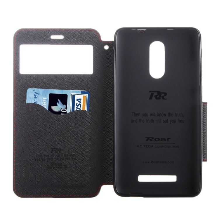 Cross Texture Color Matching Horizontal Flip Leather Case with Call Display ID & Holder & Card Slots for Xiaomi Redmi Note 3