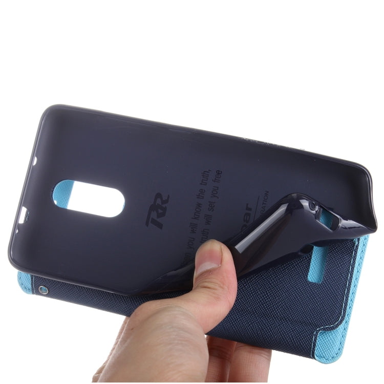 Cross Texture Color Matching Horizontal Flip Leather Case with Call Display ID & Holder & Card Slots for Xiaomi Redmi Note 3